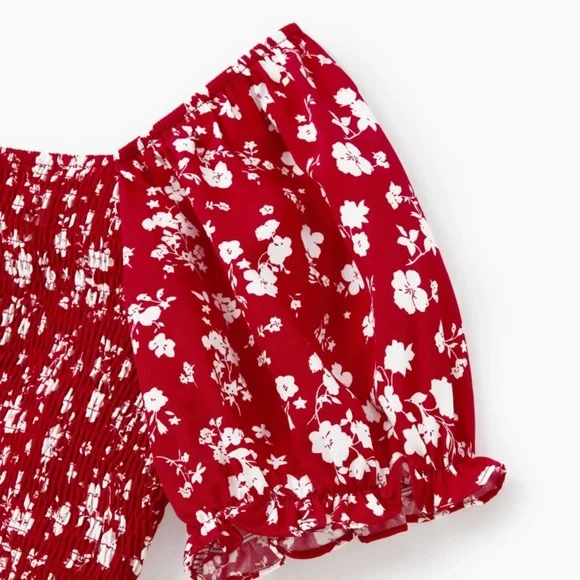 Women Red Floral Two-Piece Set - Picture 8 of 9